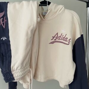 Adidas Cream and Purple Hoodie Set